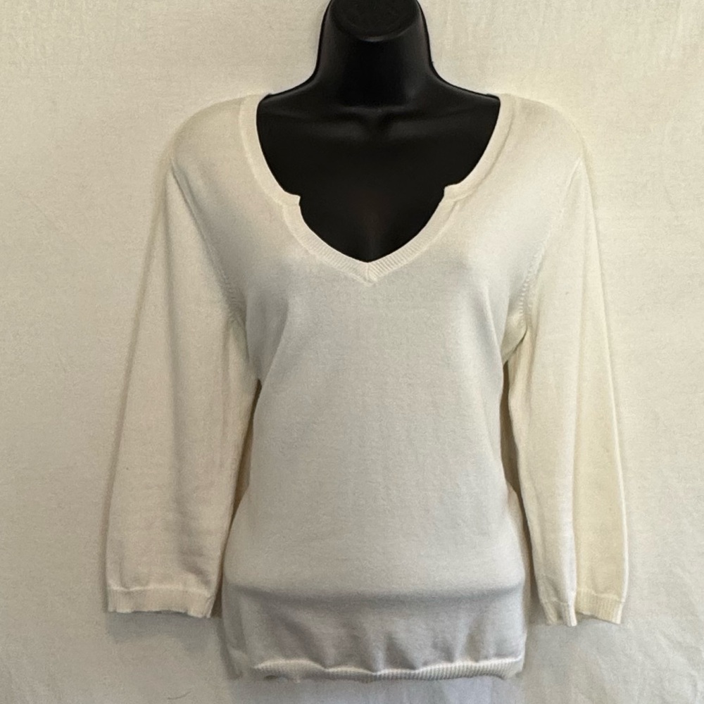 A-32 Talbots White‎ 1/2 Sleeve Pullover Sweater Size M